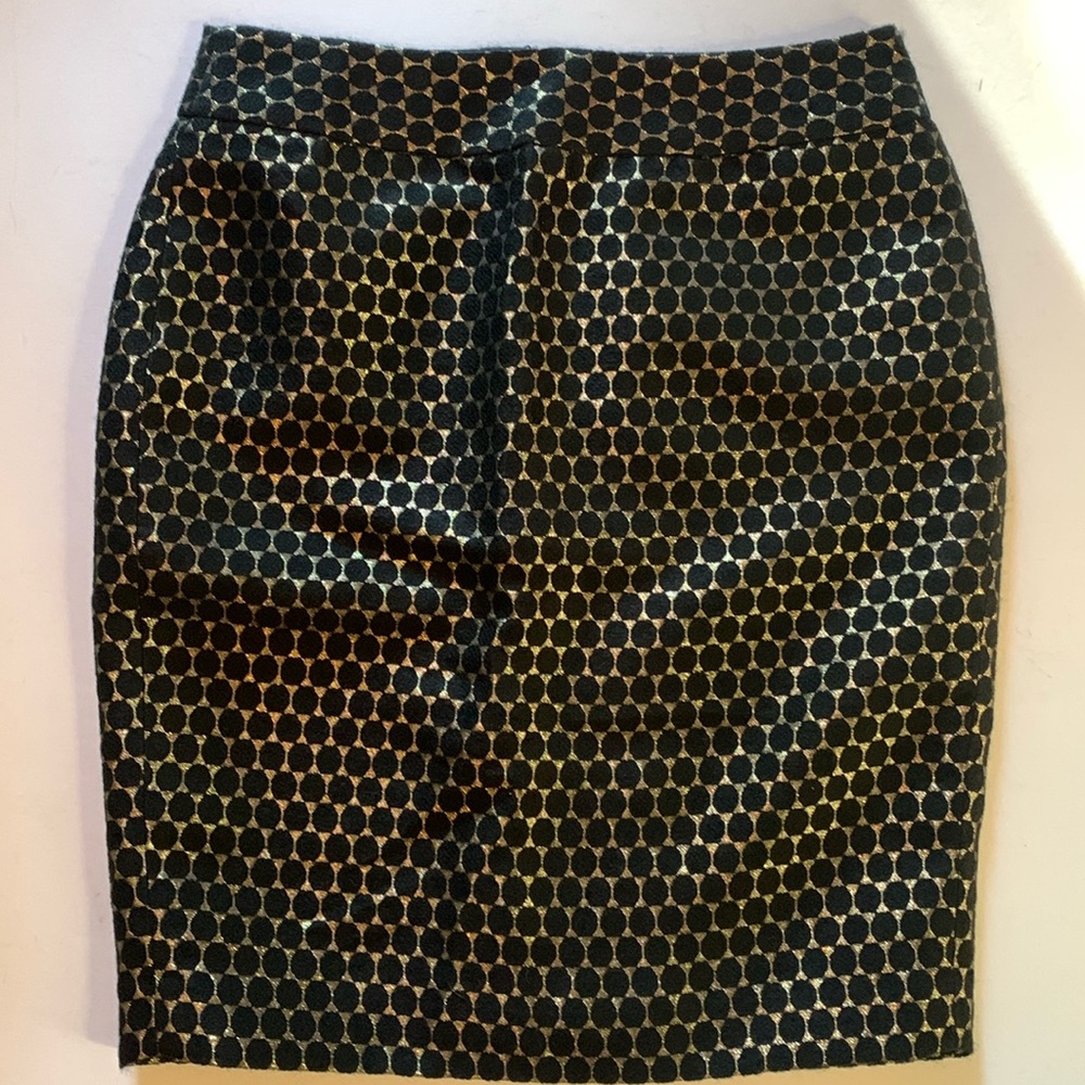 NEW Ann Taylor Gold & Black Metallic Dot Skirt 0 Petite